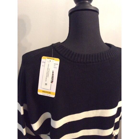 New NWT French Connection Black Striped Tunic Sweater Size Medium Womens Warm - Picture 3 of 4